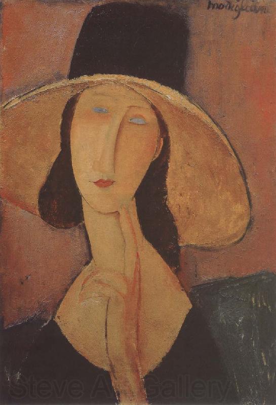 Amedeo Modigliani Portrait of Jeanne hebuterne iwth large hat Norge oil painting art
